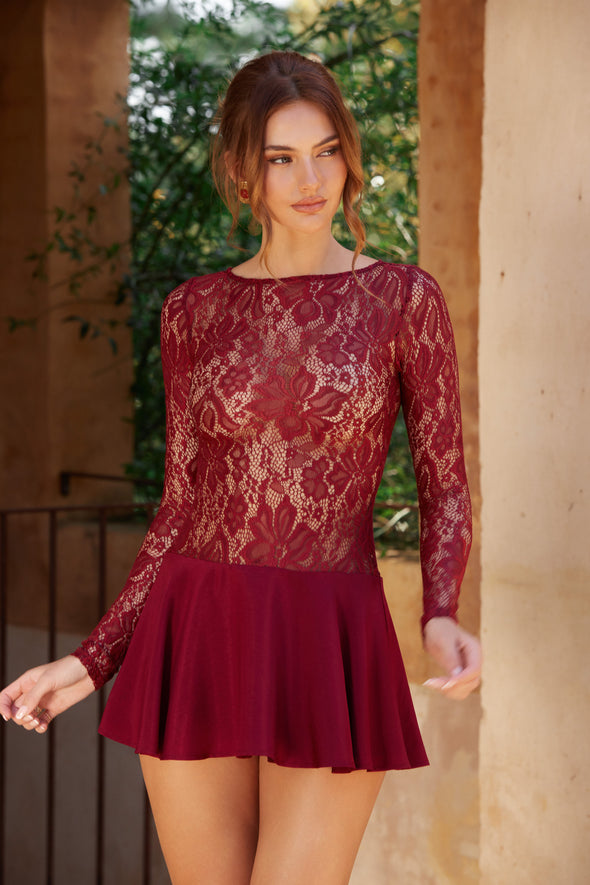 Serena Lace Dress | Burgundy