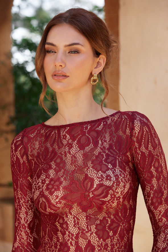 Serena Lace Dress | Burgundy