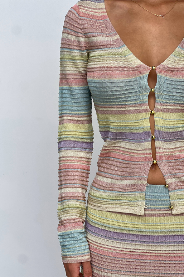 Lila Cardigan | Pastel Striped Knit