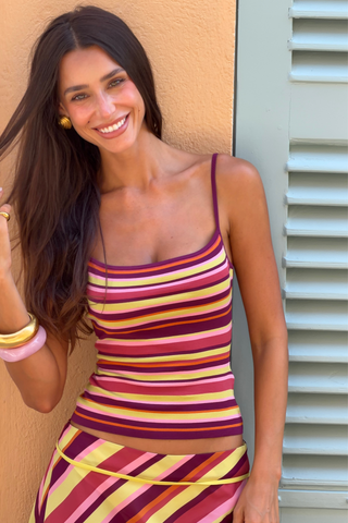 Nora Singlet Top | Plum Stripe
