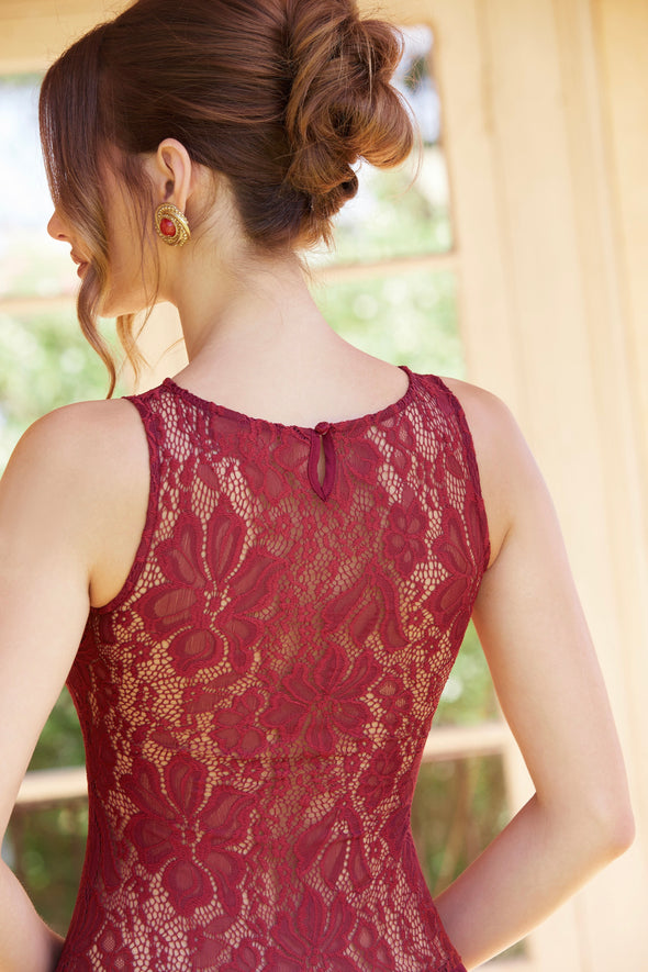 Valentina Lace Maxi Dress | Burgundy