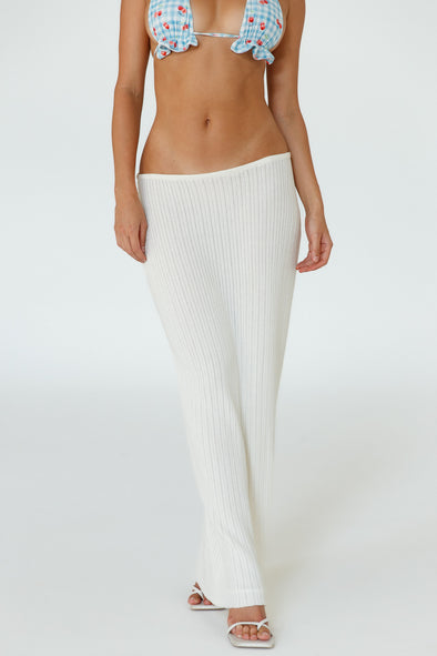 Capri Ribbed Maxi Skirt | Cream